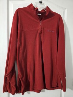 Columbia Mens Pullover 1/4 Zip Red Long Sleeve Fleece Sweatshirt Size XL